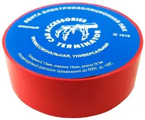 Изолента красная ПВХ 0,13 мм, 19 мм, 18,3 м Terminator IZ 1918R (1 шт.) КРЕПКОМ