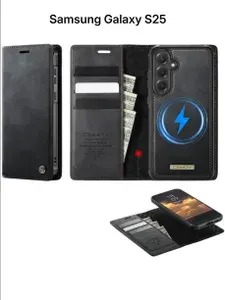 Чехол-кошелек CaseMe 2 in 1 MagSafe Samsung Galaxy S25 (черный)