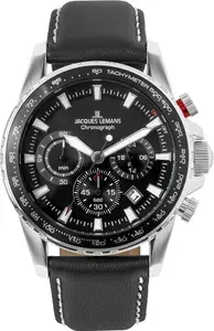 Наручные часы Jacques Lemans 1-2099A, мужские кварцевые спортивные часы Жак Леман с хронографом и датой на кожаном ремне
