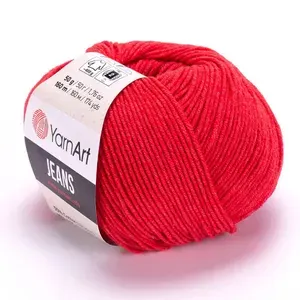 Пряжа Джинс (Jeans Yarnart) упаковка 10 мотков 50 г. 160 м. 55% хлопок 45% полиакрил цвет 26 красный