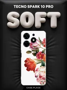 Чехол на Tecno Spark 10 Pro Soft Touch с принтом "Весенний букет"