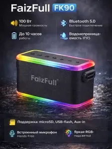 Портативная колонка с микрофонами FaizFull FK90 100 ватт, 6000 mAh
