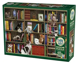 Пазл для взрослых Cobble Hill 1000 деталей, элементов: Котята на полках с книгами