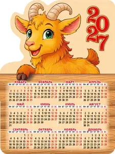 Календарь настенный вырубной на магните "Год козы. Вид 2" 110х147 на 2027 год