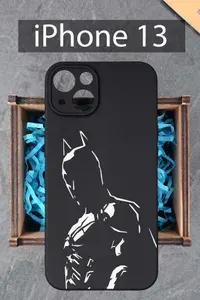 Силиконовый защитный чехол Бэтмен для iPhone 13/ на Айфон 13 черный