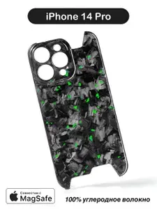 Карбоновый чехол iPhone 14 Pro - кованый карбон, глянцевый (FG-EMERALD)