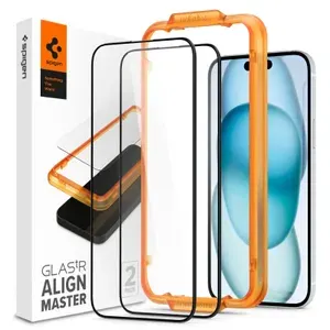 Защитное стекло SPIGEN для iPhone 15 - Glass tR AlignMaster Черный 2 шт AGL06906