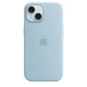 Чехол силиконовый МagSafe для iPhone 15 Plus Light Blue с анимацией NFC, Silicone case magsafe для Айфон 15 Плюс светло-голубой