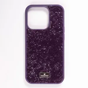 Чехол iPhone 15 Pro Swarovski / Чехол сваровски для айфона 15 Про / Фиолетовый