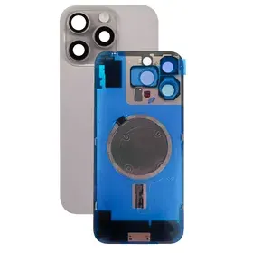 Задняя крышка iPhone 16 Pro Max в сборе c окошками камеры (Natural Titanium) (AAA)