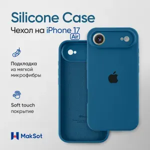 Силиконовый чехол на Айфон 17 Аир с защитой камеры с логотипом / Silicone Case iPhone 17 Air camera protect