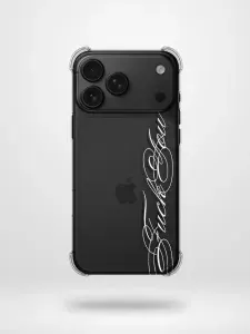 Прозрачный чехол на айфон 17 ПРО МАКС с белой надписью У2К пинтерест / iphone Y2K pinterest