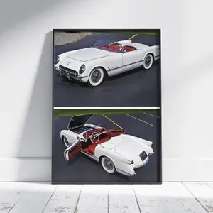 Плакат на стену для интерьера Культовые машины (Chevrolet Corvette C1 2) - Постер по легендарным ретро автомобилям формата А4 (21x30 см)