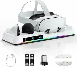 Зарядная док станция c индикацией для шлема VR Oculus Quest 3 и Oculus Quest 3S + 2 аккумулятора для контроллеров