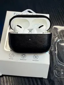 Чехол для наушников Air Pods PRO 2, кожаный черный чехол на аирподс про2