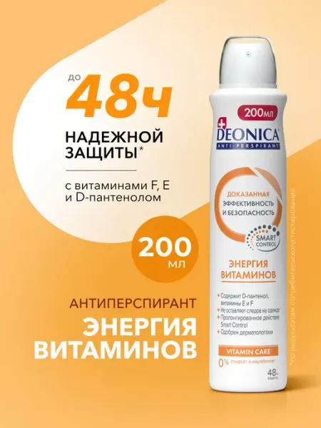 DEONICA Дезодорант антиперспирант женский спрей Энергия 200 мл