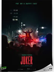 Постер Джокер (Joker, 2019), Хоакин Феникс, по мотивам фильма, постер на стену для интерьера, киноплакат для дома и офиса, А3 (420х297 мм), ПП