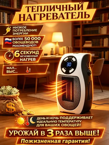 Обогреватель для дома и теплицы низкое потребление