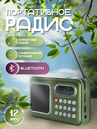 Радиоприемник портативный Сигнал РП-235 от аккумулятора, радио с Bluetooth и MP3, USB, microSD, динамик 3 Вт