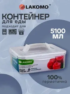 Контейнер для еды и хранения продуктов 5,1л 30х23х11 см