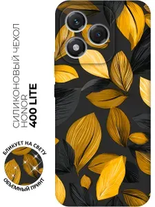 Силиконовый чехол на Honor 400 Lite с принтом "Осенний ритм" матовый черный