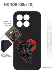 Чехол для Honor X8b 4G с защитой камеры, с внутренней подкладкой из микрофибры, черный с принтом ТИГР, лаковое покрытие / Хонор Х8b