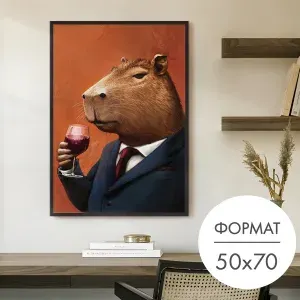 Постер "Капибара в костюме" 50х70 без рамки для интерьера