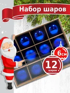 Елочные шары набор Winter Glade 6012G004 синие 6 см 12 шт