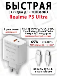 Зарядное устройство для телефона Realme P3 Ultra - (быстрая мощная зарядка 65 ватт 65w type-c тайпси)