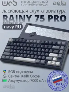 WOB Игровая клавиатура беспроводная механическая Rainy 75 Pro Navy RU, (Kailh Cocoa), Русская раскладка, темно-синий