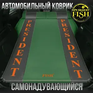 Коврик самонадувающийся автомобильный PRESIDENT FISH 8825331 PF-05FDPCar авто зеленый с серой полосой
