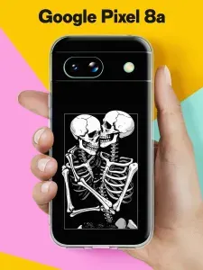 Силиконовый чехол на Google Pixel 8a Объятие скелетов для Пиксель 8а