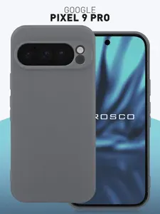 Чехол для Google Pixel 9 Pro (Гугл Пиксель 9 Про), тонкий с матовым покрытием и бортиком вокруг модуля камер, темно-серый ROSCO