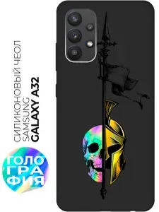Силиконовый чехол на Samsung Galaxy A32 с принтом "Эхо сражений" матовый черный