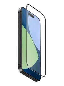 Защитное стекло Uniq на iPhone Air, OPTIX Matte матовое, с фильтром от пыли на динамик, с рамкой для установки, прозрачное с черной кромкой