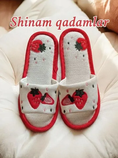 Домашние тапочки, в форме сердца из льна Strawberry Design Harvest, на весну-осень
