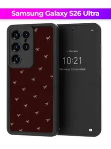 Чехол на Samsung Galaxy S26 Ultra / Самсунг Галакси С26 Ультра с принтом, Бордовый, бантики