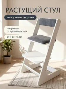 Растущий стул для детей белый с подушкой Smartwood Design