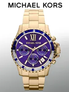 Michael Kors Часы Женские Золотые Фиолетовый циферблат стальные большие