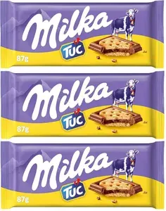 Шоколадная плитка Milka TUC с солёным крекером, 3 шт. по 87 гр. (Швейцария)