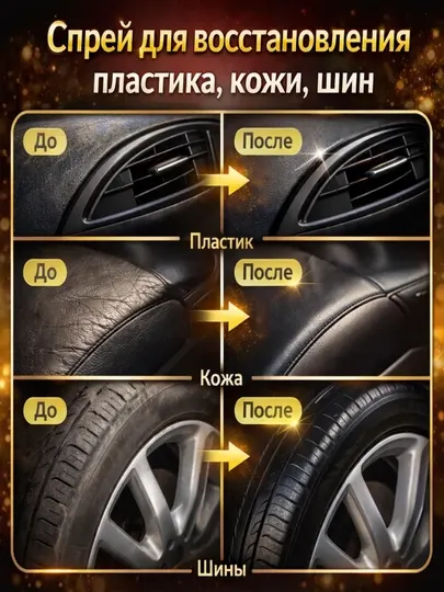 Полироль реставратор пластика и кожи салона Interior Detailer, чернитель шин, спрей