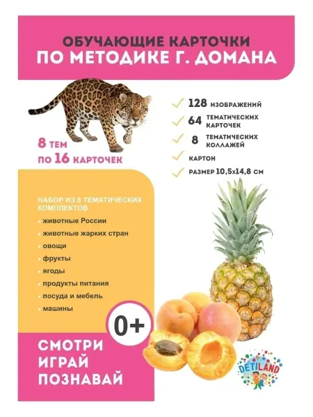 Detiland Развивающие карточки Домана для малышей 68 шт. (картон, А6)