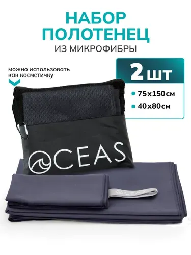 Полотенце из микрофибры спортивное, набор полотенец (2шт), для спортзала и бассейна
