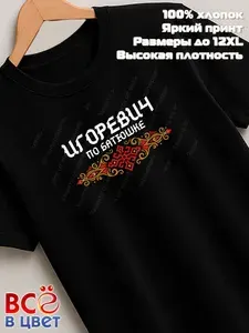 Футболка Всё в цвет черная Игоревич по батюшке прикол 1 шт
