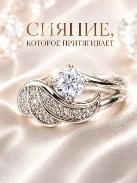 Diacriss Кольцо женское с цирконом под бриллиант серебристое
