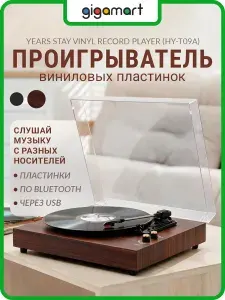 Проигрыватель виниловых пластинок Years Stay Vinyl Record Player (HY-T09A) Wood Grain Brown