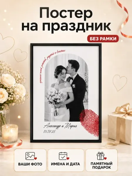 Постер на праздник с вашими фото без рамки А4 21×30 см
