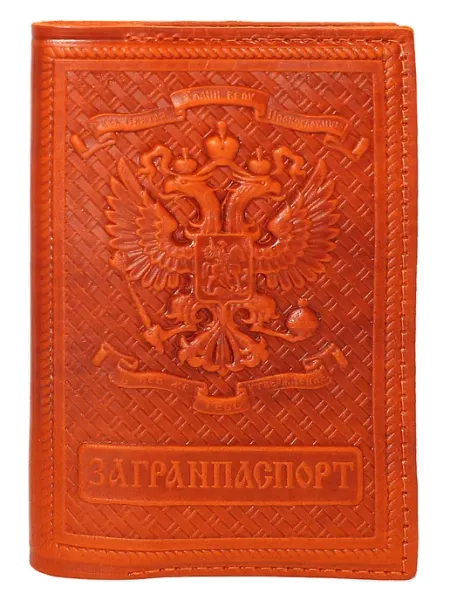 Обложка на загранпаспорт рыжий Православная шорная мастерская