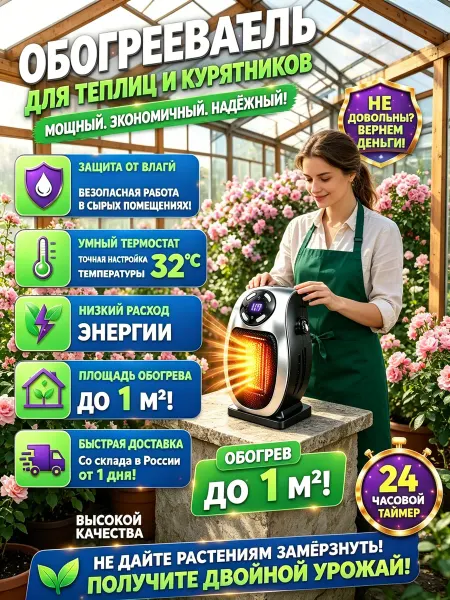 Компактный обогреватель для теплицы и домашних растений