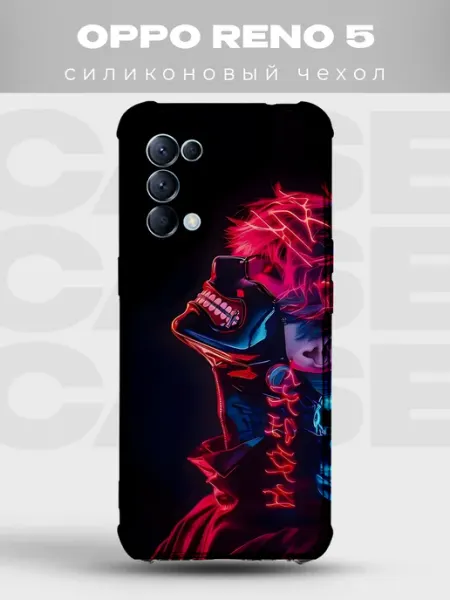 Чехол на Oppo Reno 5 аниме неон арт Сукуна PRINTberries